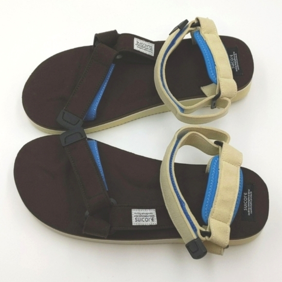 Suicoke DEPA-ECS Brown Cream Strap Sandals Mens 7.5-8/Womens 9-9.5 NIB - Picture 3 of 7